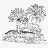Custom Hand Drawn Venue Illustration Line Art Commissioned Design Element