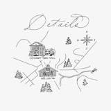 Custom Hand Drawn Map Line Art Commissioned Design Element