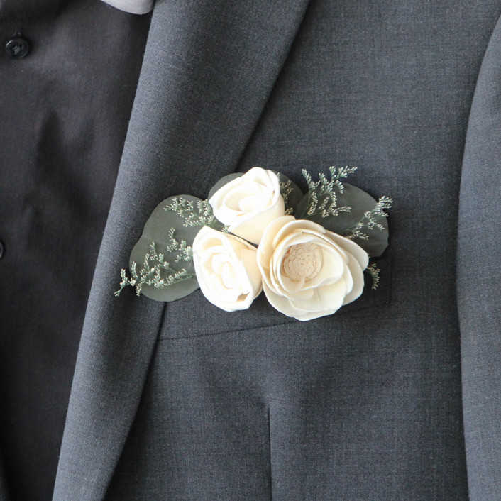 Lapel Flower Camellia Boutonniere Stick Brooch Pin Men's Suit Tie Blazer - Foto 3