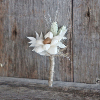 Rustic Daisy Sola Flower Boutonniere | Pin On Boutonniere | Ivory + Tan | Customizable Boutonnieres