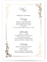 Lake Como Foil-Pressed Wedding Weekend Itinerary Cards