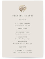 Simple Seashell Foil-Pressed Wedding Weekend Itinerary Cards