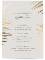 Gilded Palm Foil-Pressed Wedding Weekend Itinerary Cards