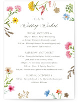 Bright Garden Foil-Pressed Wedding Weekend Itinerary Cards