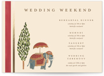 Indian Elephant Foil-Pressed Wedding Weekend Itinerary Cards