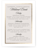 Gilded Forest Foil-Pressed Wedding Weekend Itinerary Cards
