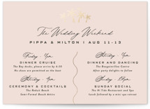 tropical getaway Foil-Pressed Wedding Weekend Itinerary Cards