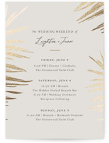 Gilded Palm Foil-Pressed Petite Wedding Weekend Itinerary Cards