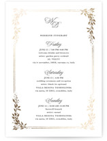 Lake Como Foil-Pressed Petite Wedding Weekend Itinerary Cards