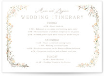 Victorian Trellis Foil-Pressed Petite Wedding Weekend Itinerary Cards