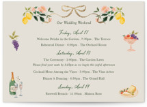 Garden Feast Foil-Pressed Petite Wedding Weekend Itinerary Cards