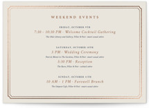 Equestrian Foil-Pressed Petite Wedding Weekend Itinerary Cards