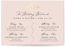 tropical getaway Foil-Pressed Petite Wedding Weekend Itinerary Cards