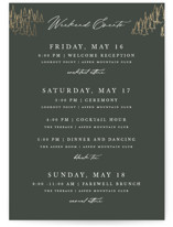 Foil-Pressed Grand Wedding Weekend Itinerary Cards