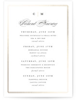 Foil-Pressed Grand Wedding Weekend Itinerary Cards