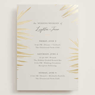 Gilded Palm Foil-Pressed Grand Wedding Weekend Itinerary Cards