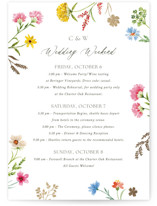 Bright Garden Foil-Pressed Grand Wedding Weekend Itinerary Cards