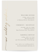 silk Foil-Pressed Grand Wedding Weekend Itinerary Cards
