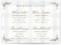 salt and ivory Foil-Pressed Grand Wedding Weekend Itinerary Cards