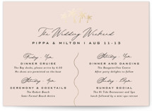 tropical getaway Foil-Pressed Grand Wedding Weekend Itinerary Cards