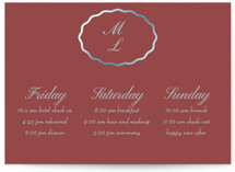 Scallop Frame Foil-Pressed Grand Wedding Weekend Itinerary Cards