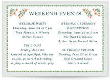River Valley Wedding Weekend Itinerary Cards