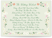 spring draped garland Wedding Weekend Itinerary Cards