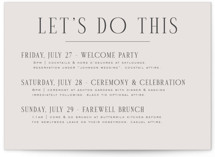 Close-up Wedding Weekend Itinerary Cards
