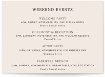 Classic Stripe Wedding Weekend Itinerary Cards