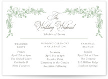 Romantic Garden Wedding Weekend Itinerary Cards