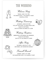 Formal Minimalist Wedding Weekend Itinerary Cards