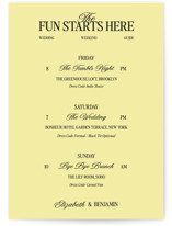 The Eternal Wedding Weekend Itinerary Cards