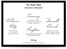 Hotel Wedding Weekend Itinerary Cards