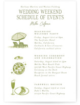 West Coast Toile Wedding Weekend Itinerary Cards