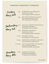 Classic but not Wedding Weekend Itinerary Cards