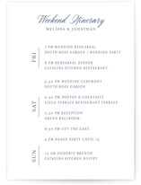 Vintage Blue Wedding Weekend Itinerary Cards