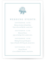 Hydrangea bloom Wedding Weekend Itinerary Cards
