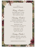Verdant Wedding Weekend Itinerary Cards