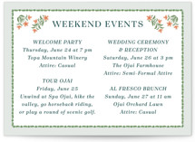 River Valley Grand Wedding Weekend Itinerary Cards
