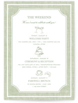 Summer Linen Grand Wedding Weekend Itinerary Cards