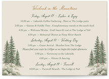 Whispering Pines Grand Wedding Weekend Itinerary Cards