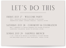 Close-up Grand Wedding Weekend Itinerary Cards
