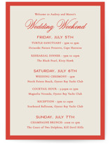 Kitty Hawk Grand Wedding Weekend Itinerary Cards