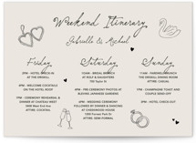 Felicity Grand Wedding Weekend Itinerary Cards