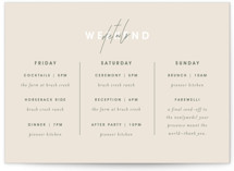 True North Grand Wedding Weekend Itinerary Cards