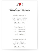 Two Hearts Grand Wedding Weekend Itinerary Cards