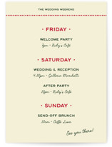 Trattoria Grand Wedding Weekend Itinerary Cards