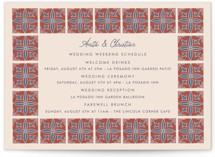 Block Print Tile Grand Wedding Weekend Itinerary Cards