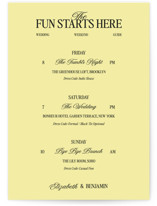 The Eternal Grand Wedding Weekend Itinerary Cards