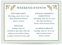River Valley Petite Wedding Weekend Itinerary Cards